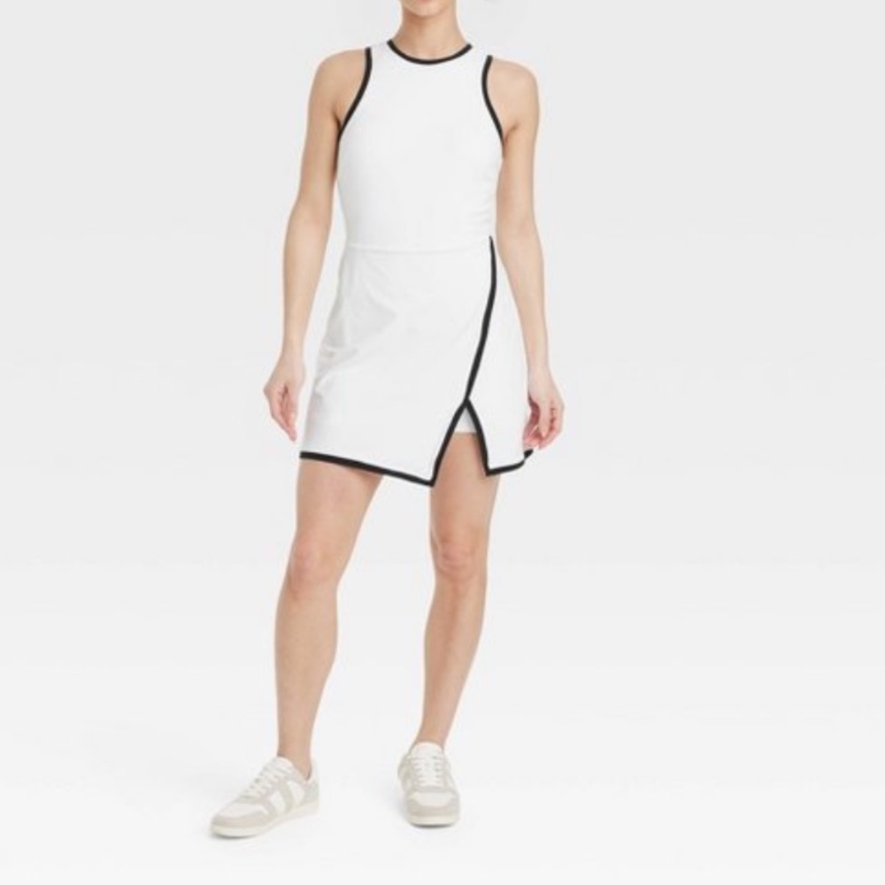 All in Motion White Dress with Black Trim